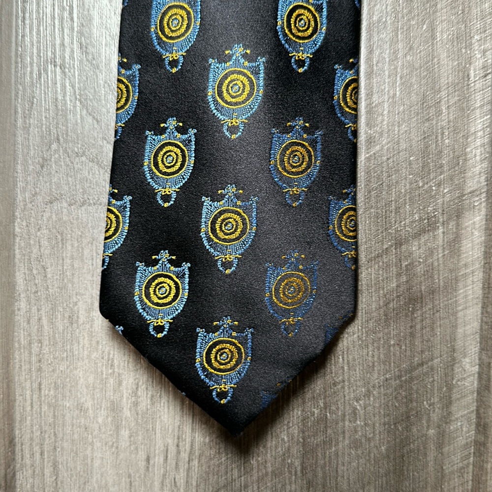 Faberge Black Shield Crest Silk Tie